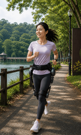 Woman run at reservoir
